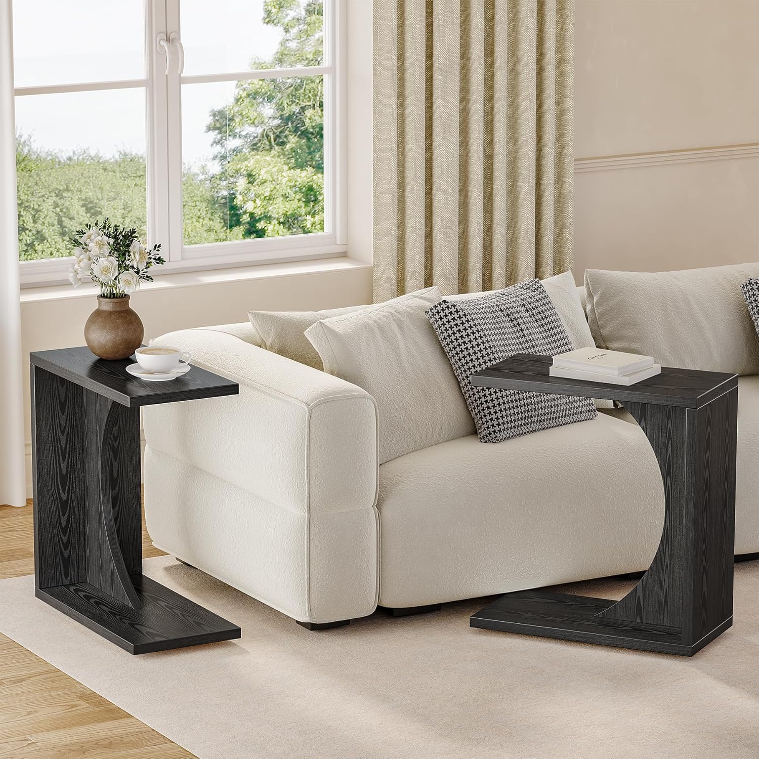 Tribesigns Lot de 2 Tables d'appoint en Forme de C - Table Latérale ...