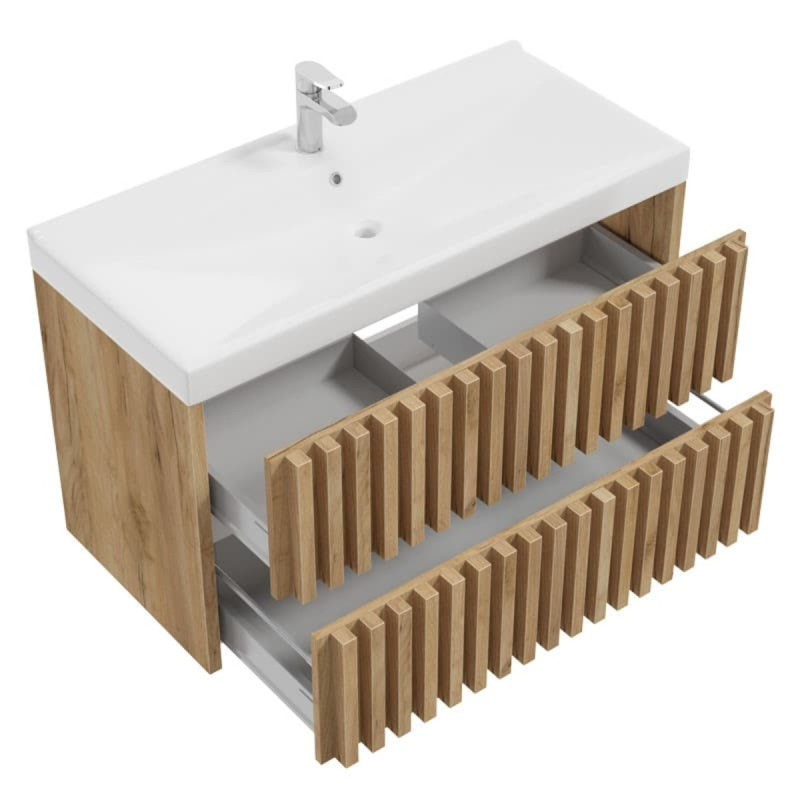 Meuble de salle de bain avec lavabo SAT Delano 100x56x46 cm chêne mat (DELANO100ZDUM) - 3