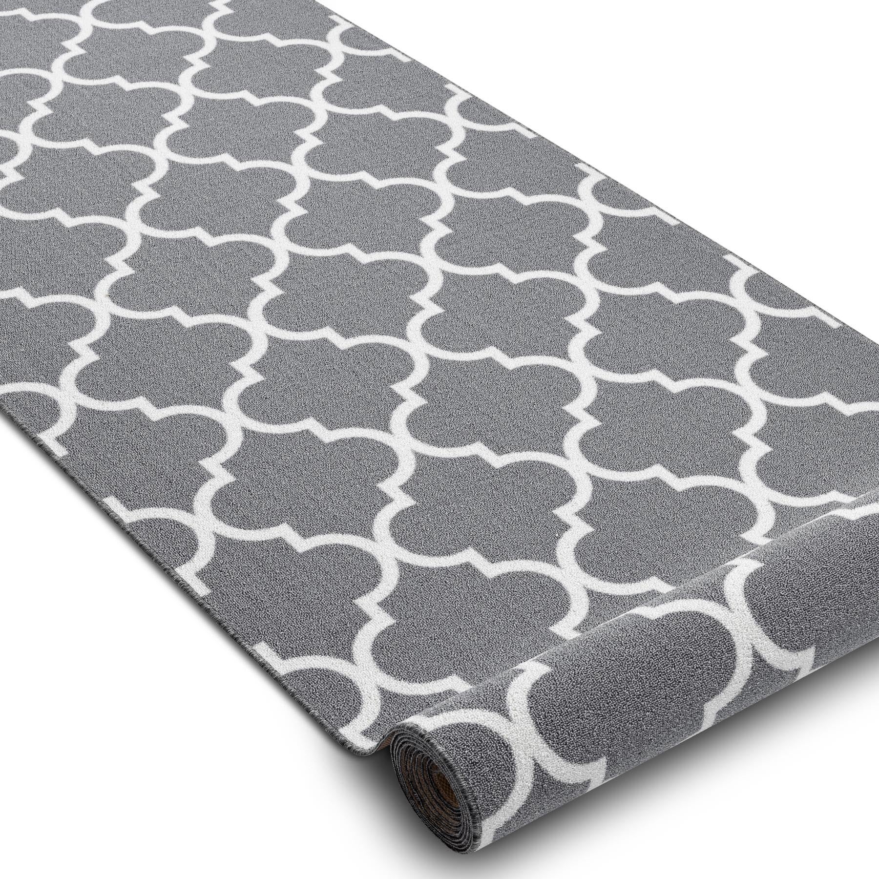 TAPIS DE COULOIR ANTIDÉRAPANT 57 cm TRÈFLE MAROCAIN gris TRELLIS 30352 57x390 cm - 4