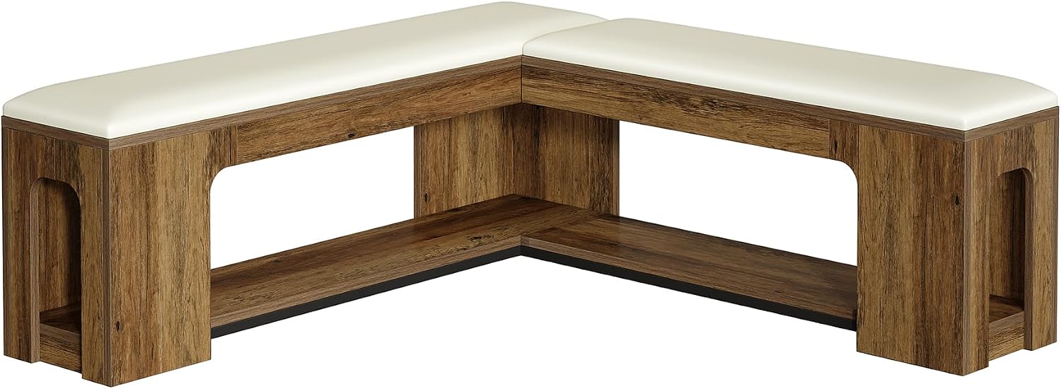 Tribesigns Banc d’angle 120cm assise rembourrée, style campagne, cuisine/salle à manger/salon. - 8