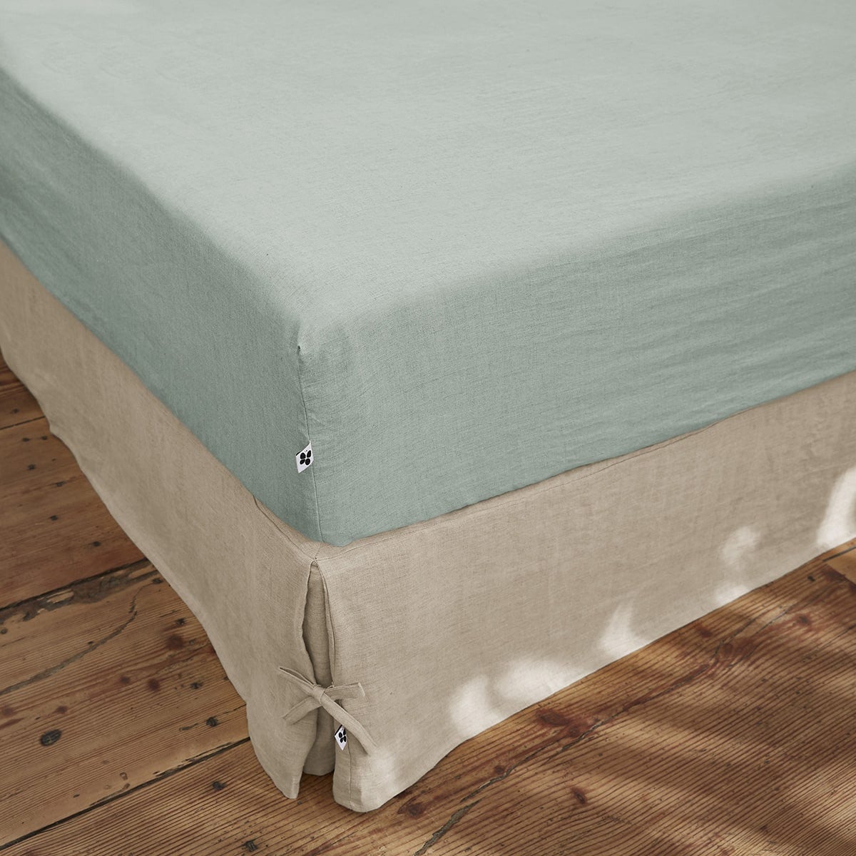 MARGAUX - Drap Housse 140x190cm Lin Lavé Coloris Eucalyptus - 2