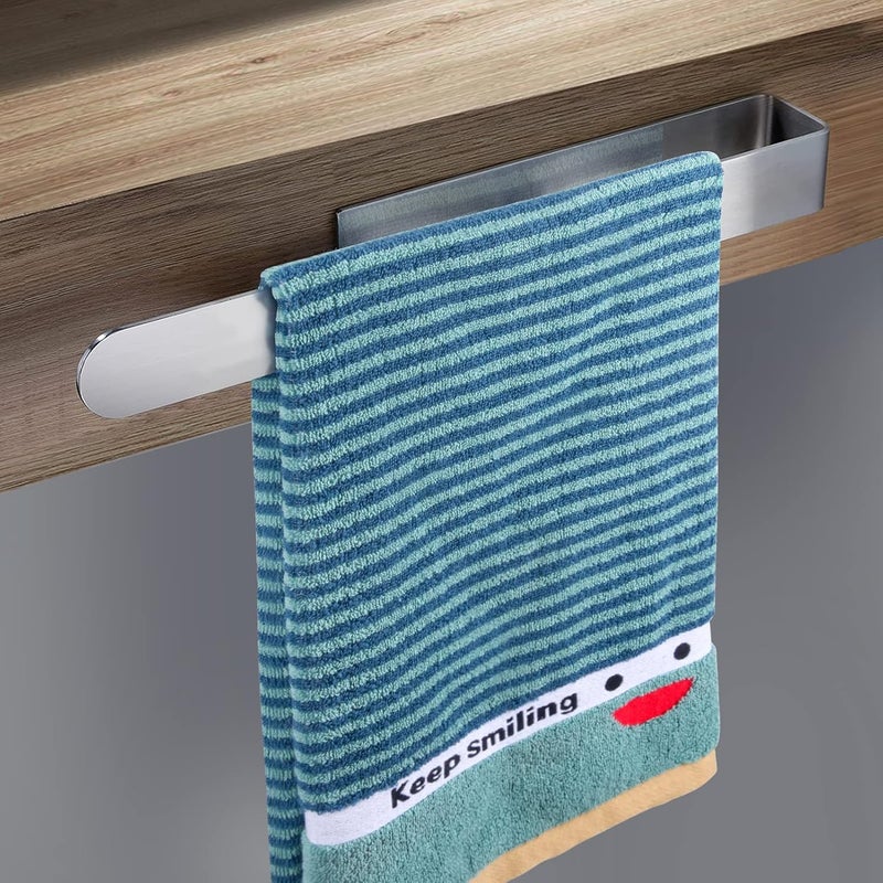 (Srebrny) 1-częściowy uchwyt na ręczniki bez wiercenia - 32 cm mocny, samoprzylepny wieszak na ręczniki łazienkowe - ścienny uchwyt na ręczniki - reli