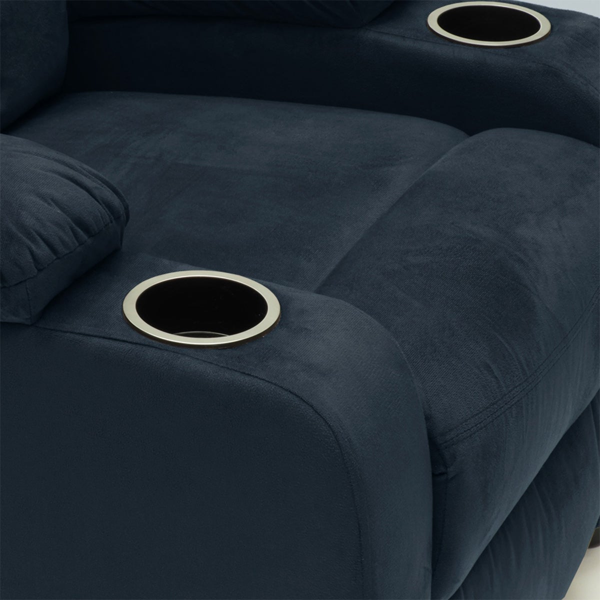 Poltrona Relax Reclinabile con Poggiapiedi in Microfibra Velluto Laura - Blu - 5