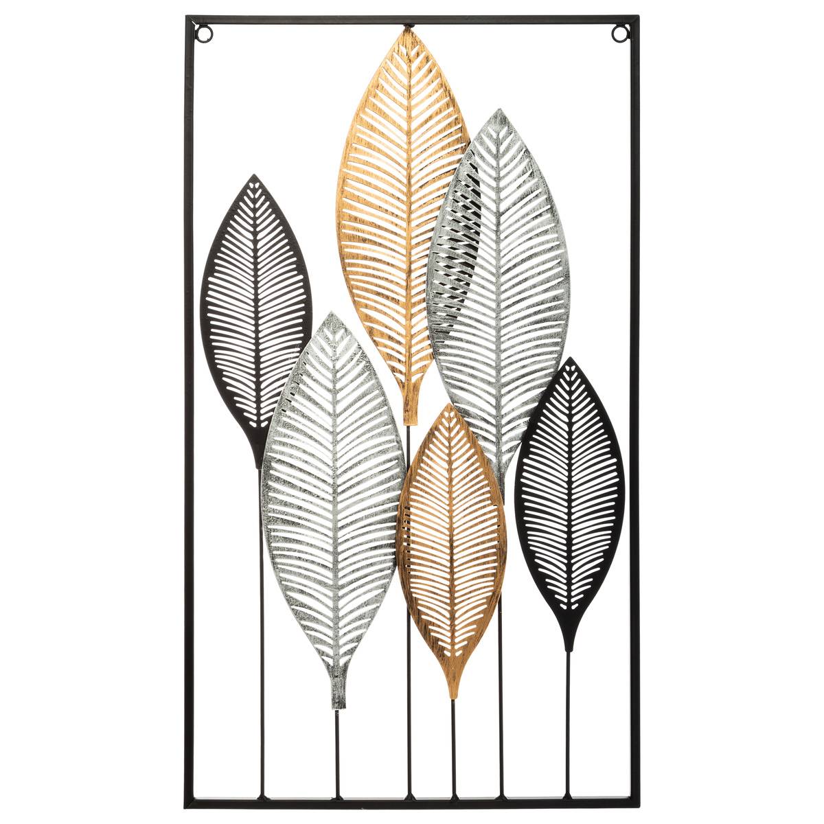 Atmosphera - decoración de pared 'feuilles' - metal 37 x 65 cm