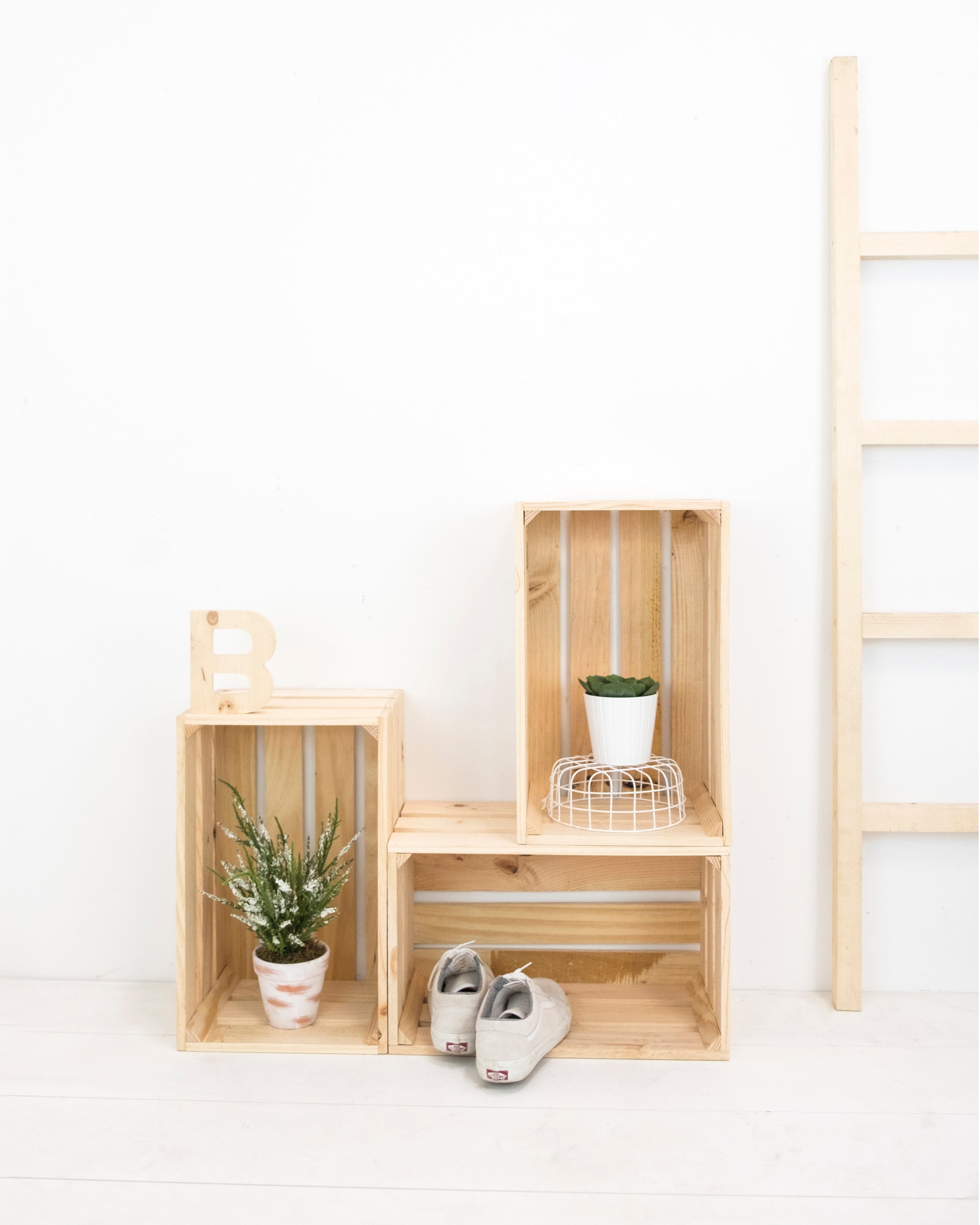 BOX - Set di 3 scatole in legno massello in tono naturale 49x30,5x25,5cm - DECOWOOD - 2