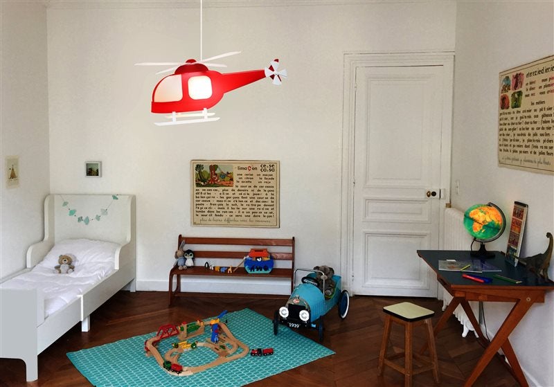 Lampe suspension enfant HÉLICOPTÈRE - R&M Coudert- rouge - 3