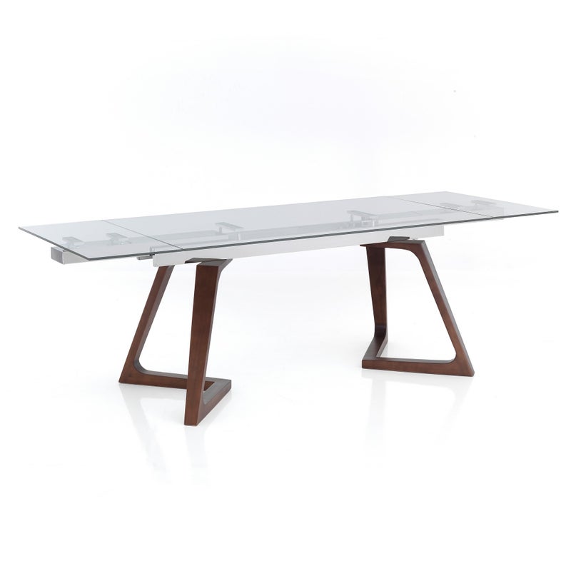 Stół rozkładany STARK – drewno orzechowe, szkło hartowane, wys. 78 cm, szer. 180/220/260 cm, 8/12 miejsc, do jadalni