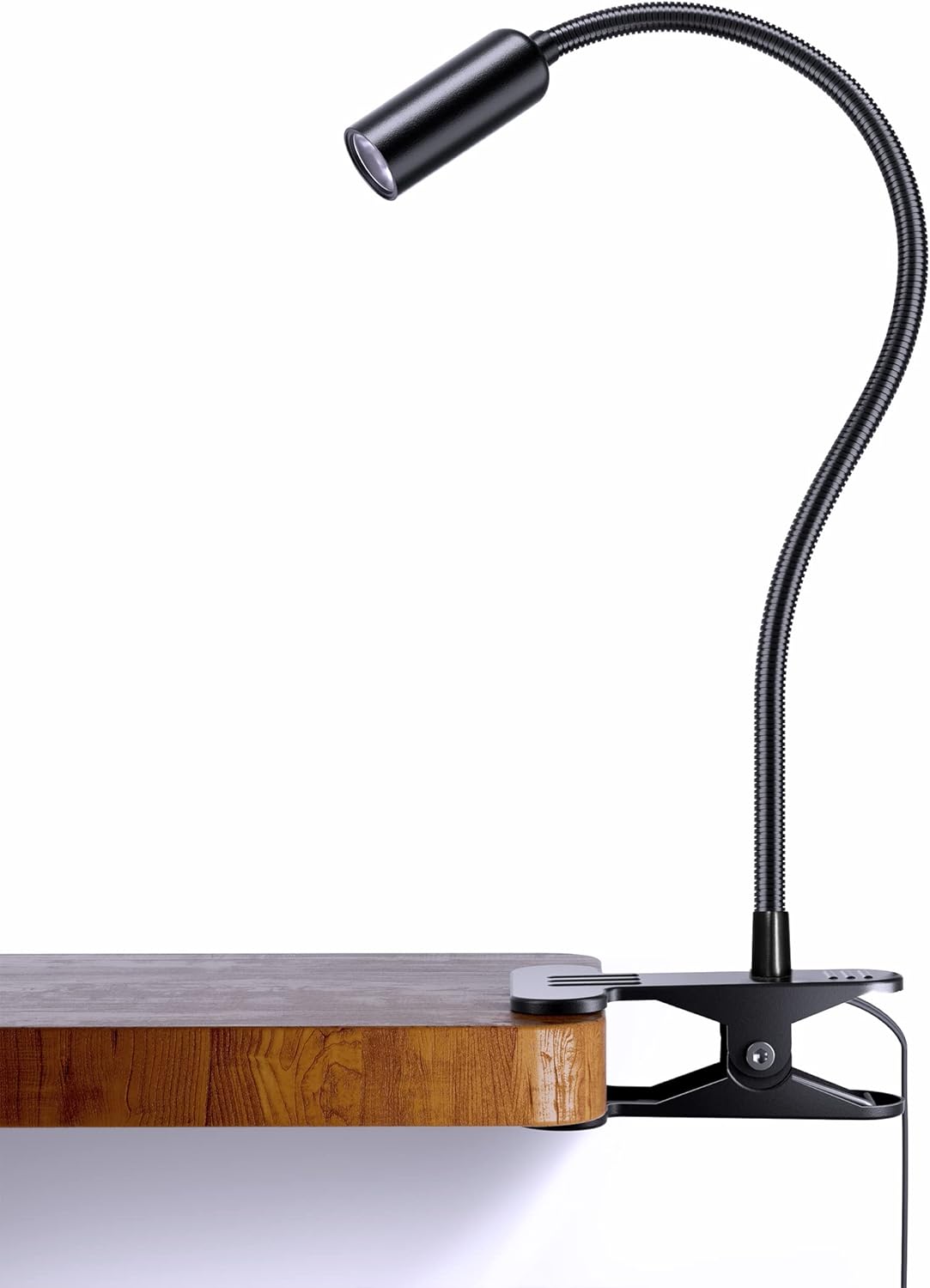 Aluminiowa lampka zaciskowa lampka LED do czytania z elastyczną gęsią szyją biurkowa z poziomami jasności regulowana lampka nocna białe światło