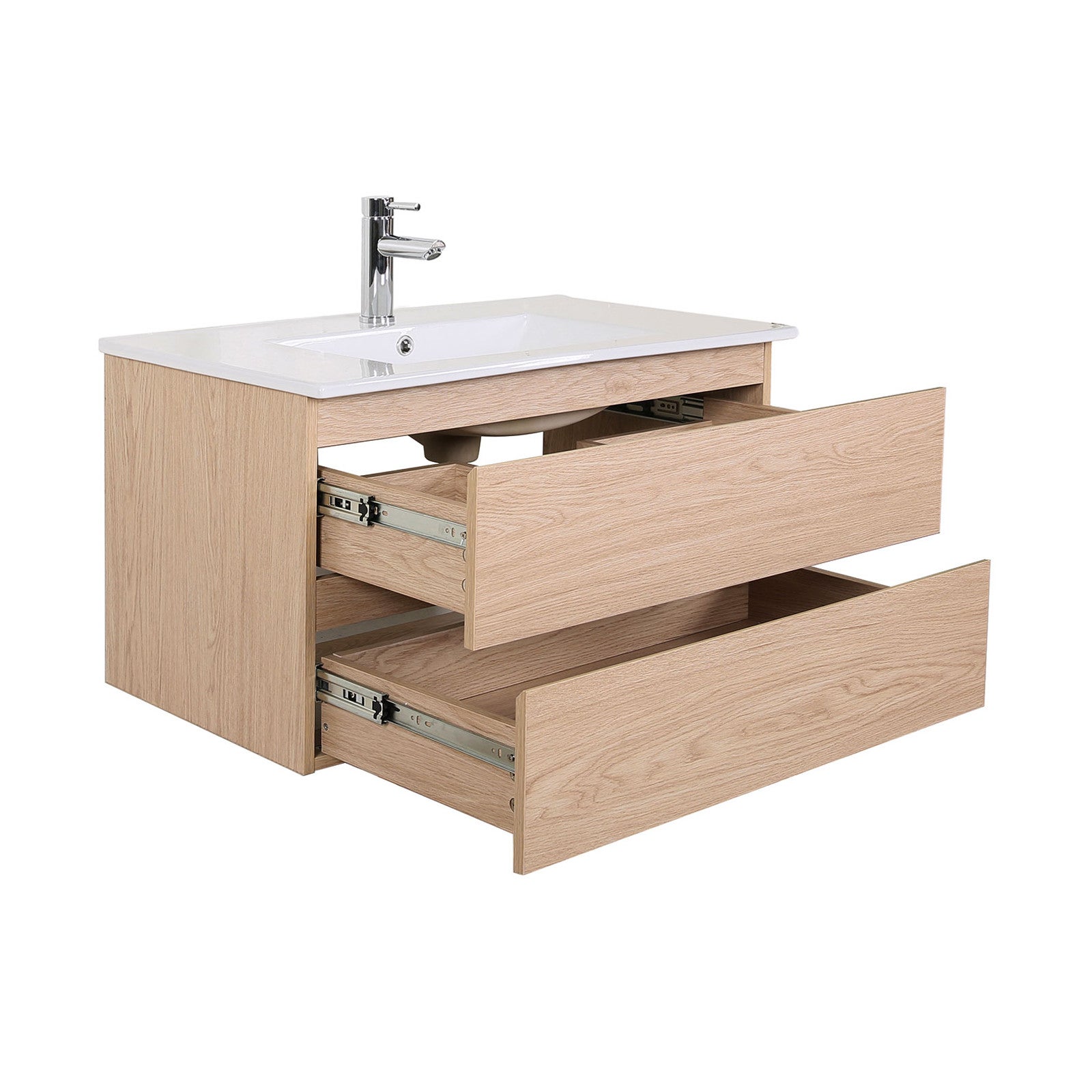 Meuble simple vasque SORRENTO 80cm décor chêne et robinet - 3