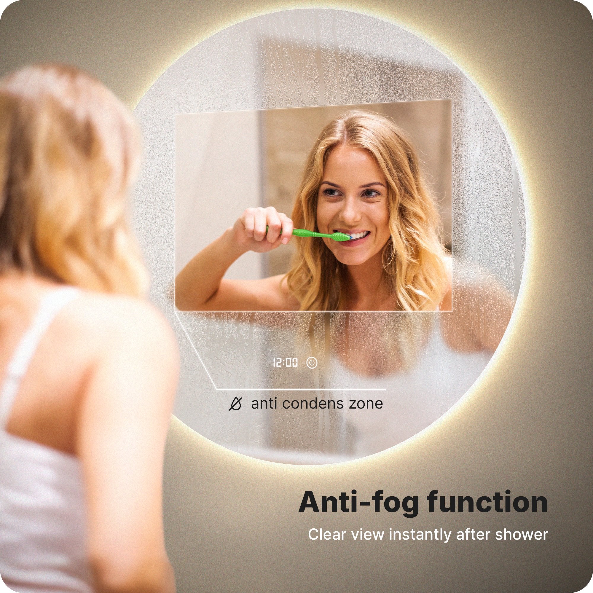 Miroir de salle de bain Mirlux avec éclairage LED et chauffage - Miroir mural rond - Miroir de douche anti-condensation - 100 cm - 4