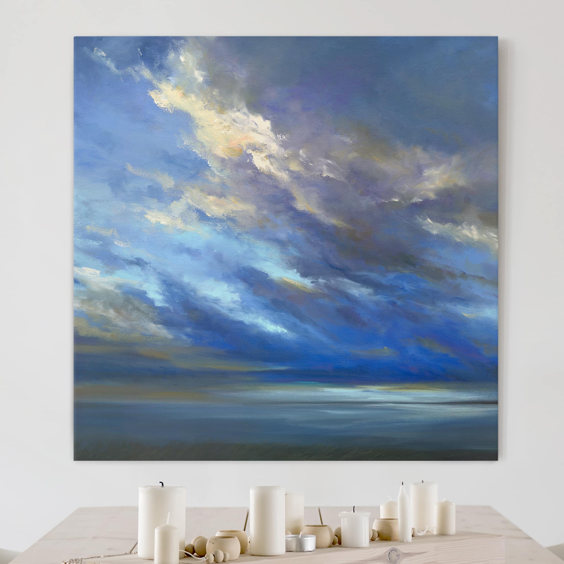 Lienzo cuadro en lienzo bastidor impresion en lienzo azul abstracto pintura 310 cuarto de baño cocina dormitorio salón pasillo 30 x 30 cm