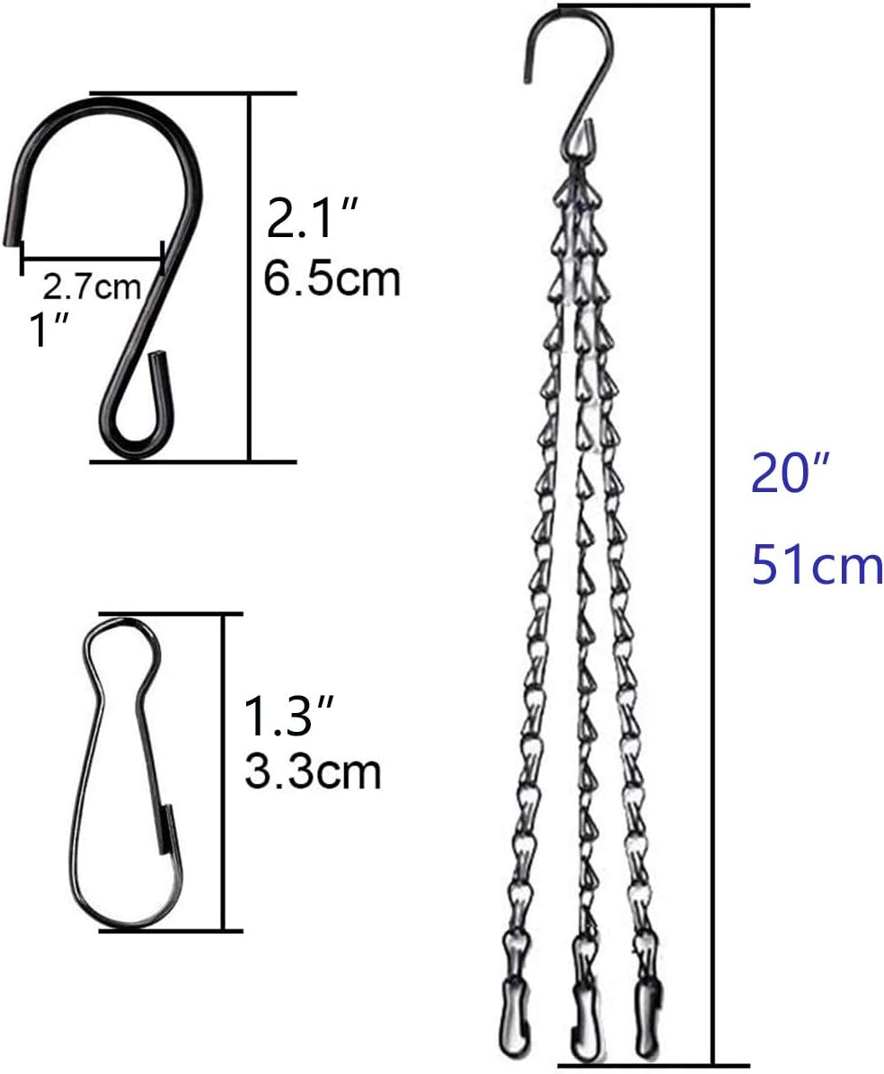 Ganci Per Mangiatoie Uccelli 3 Pezzi | Catene In Metallo Nero 24,6 Cm | Per Piante Sospese Lanterne