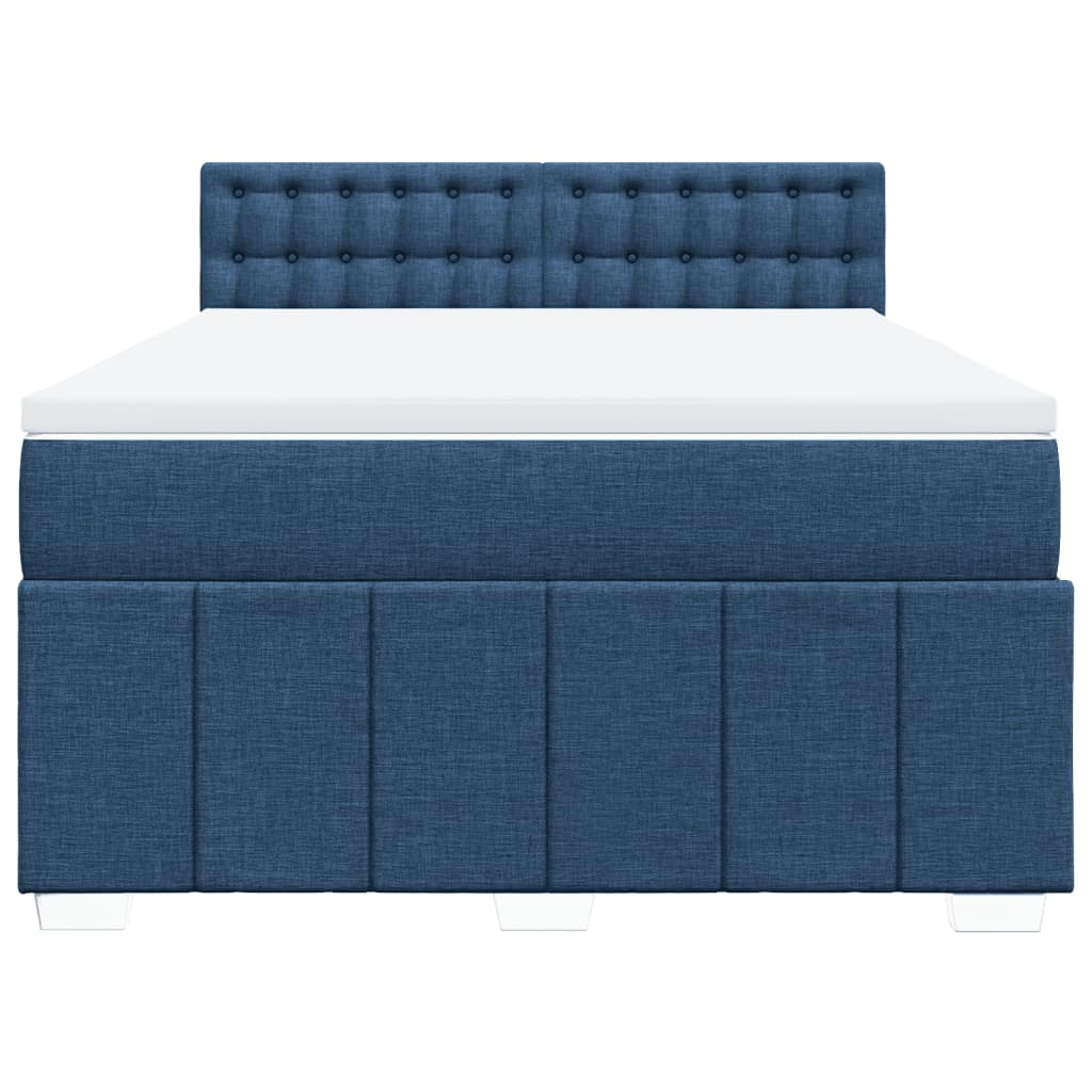 Sommier à lattes de lit avec matelas Bleu 160x200 cm Tissu - 4