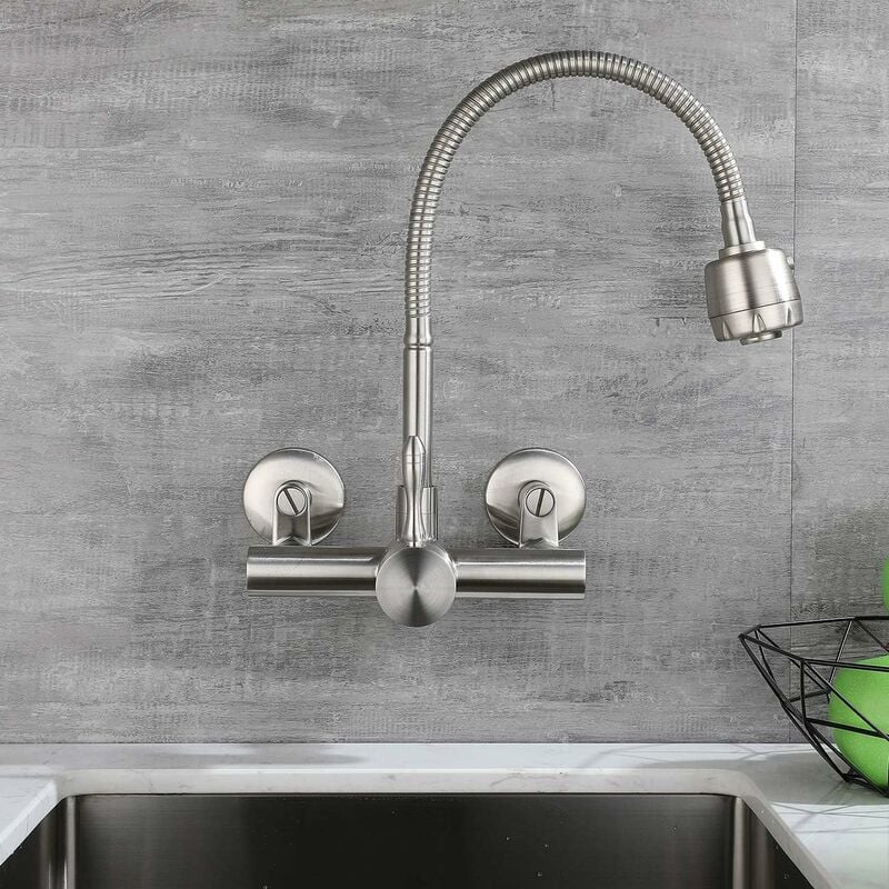 Mitigeur Mural Cuisine Acier Inox 304 – Rotation 360°, Montage 6.3-24cm, Robinet Durable et Hygiénique - 5