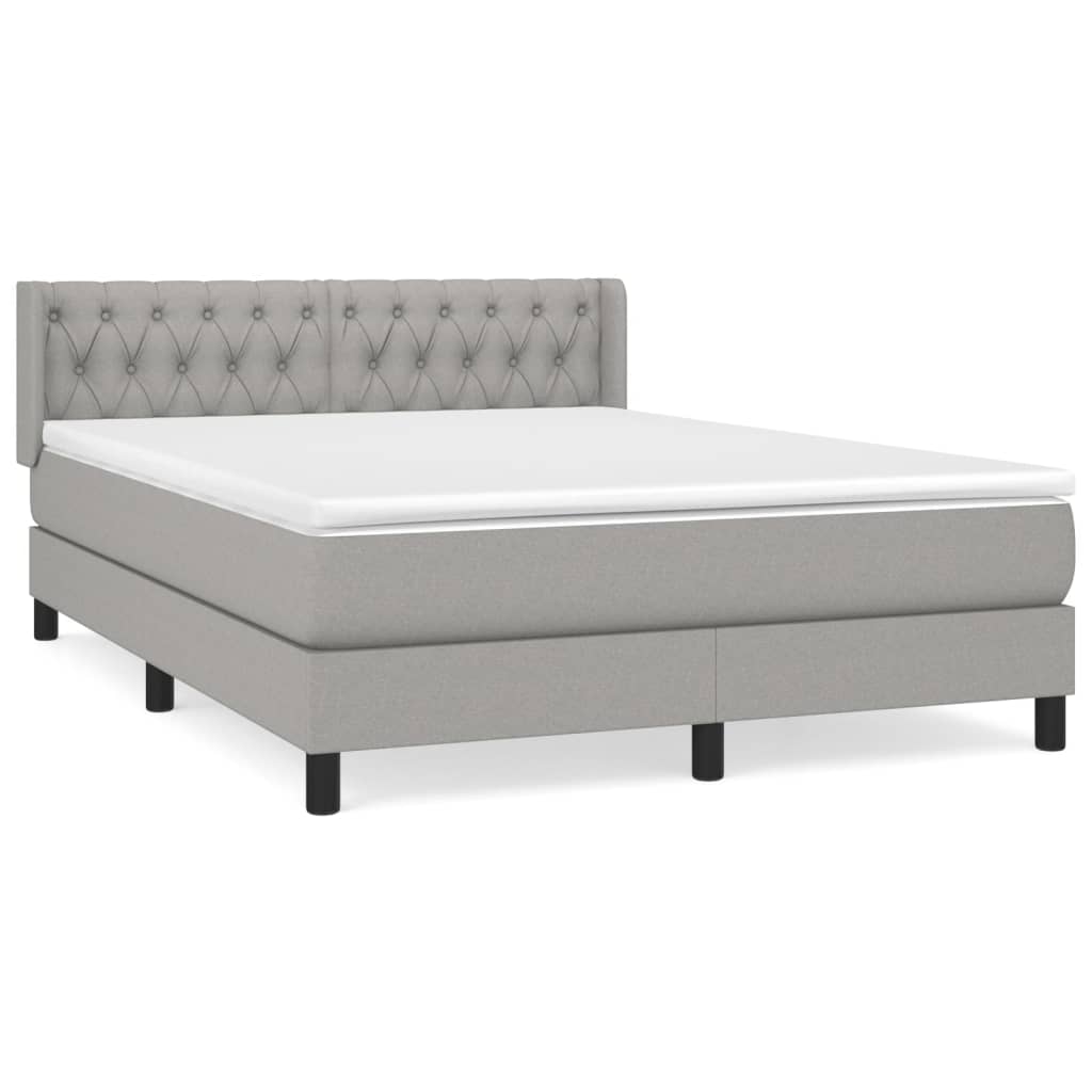 Sommier à lattes avec matelas, en tissu gris clair, pour la chambre, 140 × 200 cm - 2