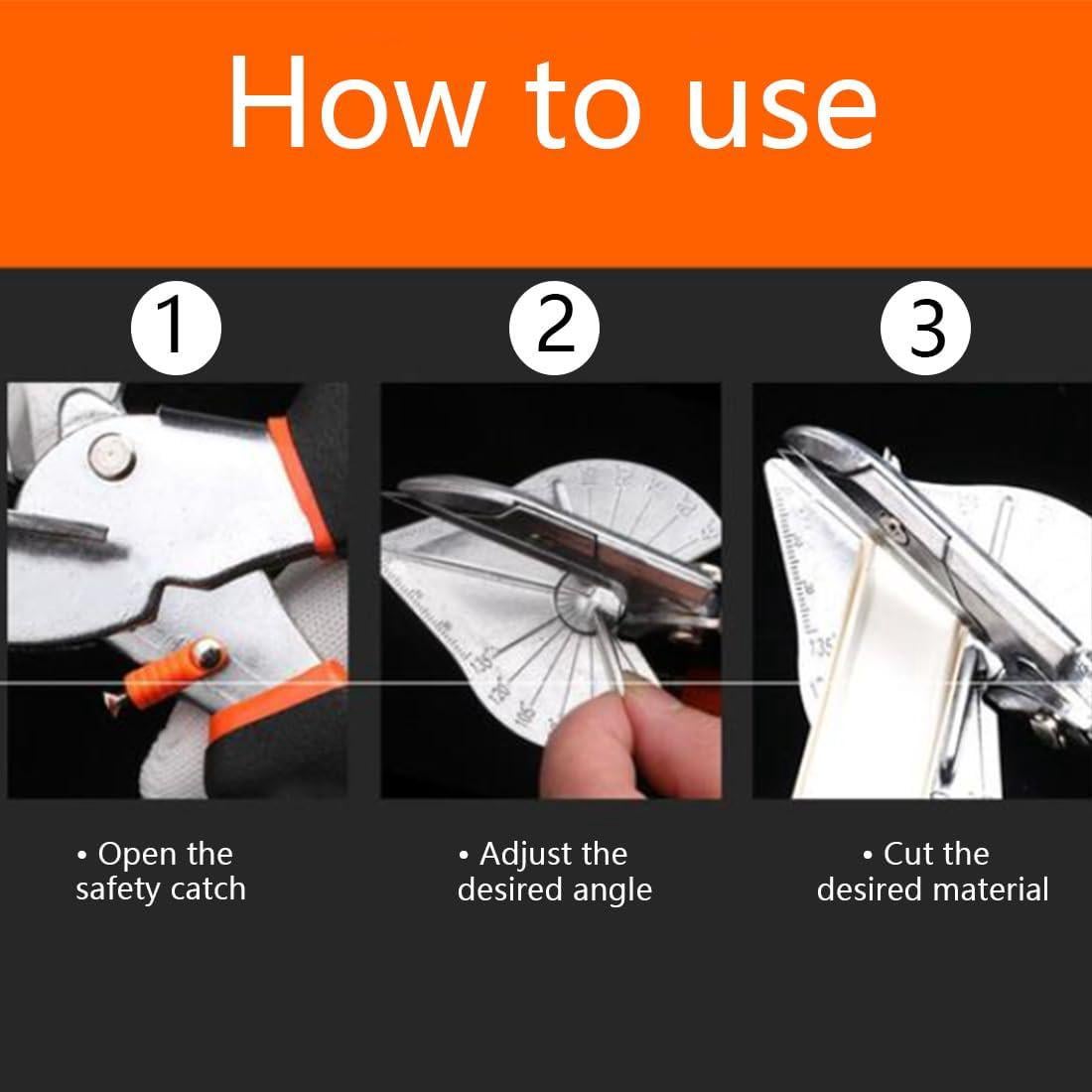 Tesoura para Calhas Multifunções, Guilhotina de Esquadria de Ângulo 45 ° -135 °, Ferramenta de Corte Quarto de Círculo - 6