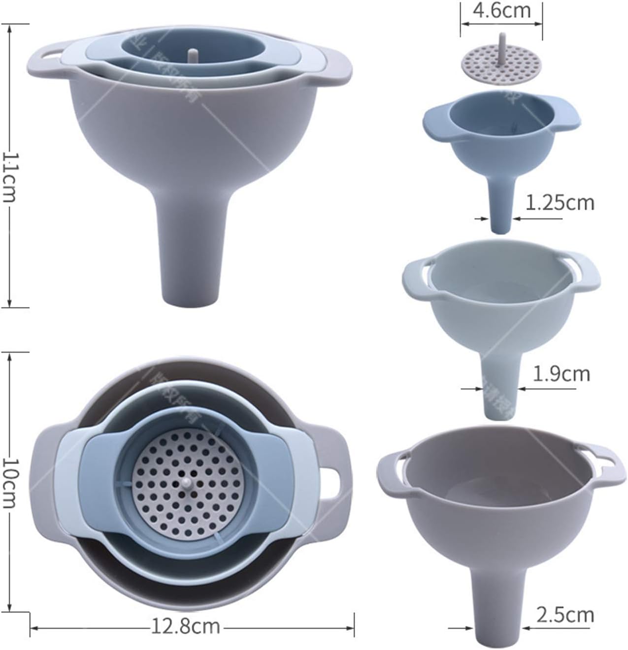 Entonnoir De Cuisine Plastique Funnel Set Ustensile de Cuisine Entonnoir Avec Filtre Entonnoir Plastique Empilable avec Poignée Entonnoir Cuisine - 2