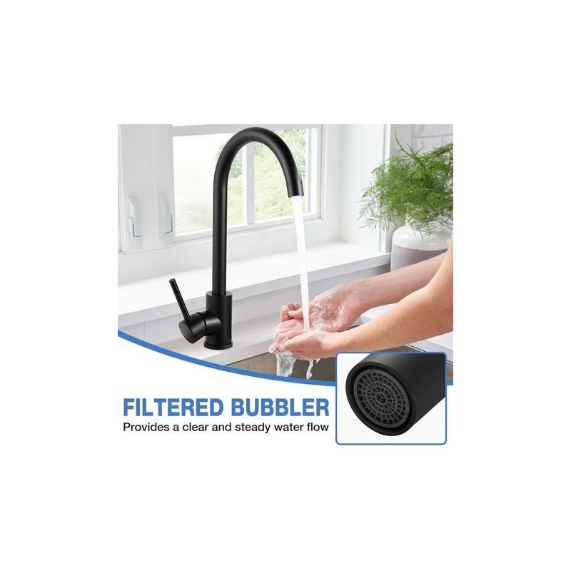 Robinet cuisine noir pivotant 360°, bec haut, eau froide/chaude | Leroy ...