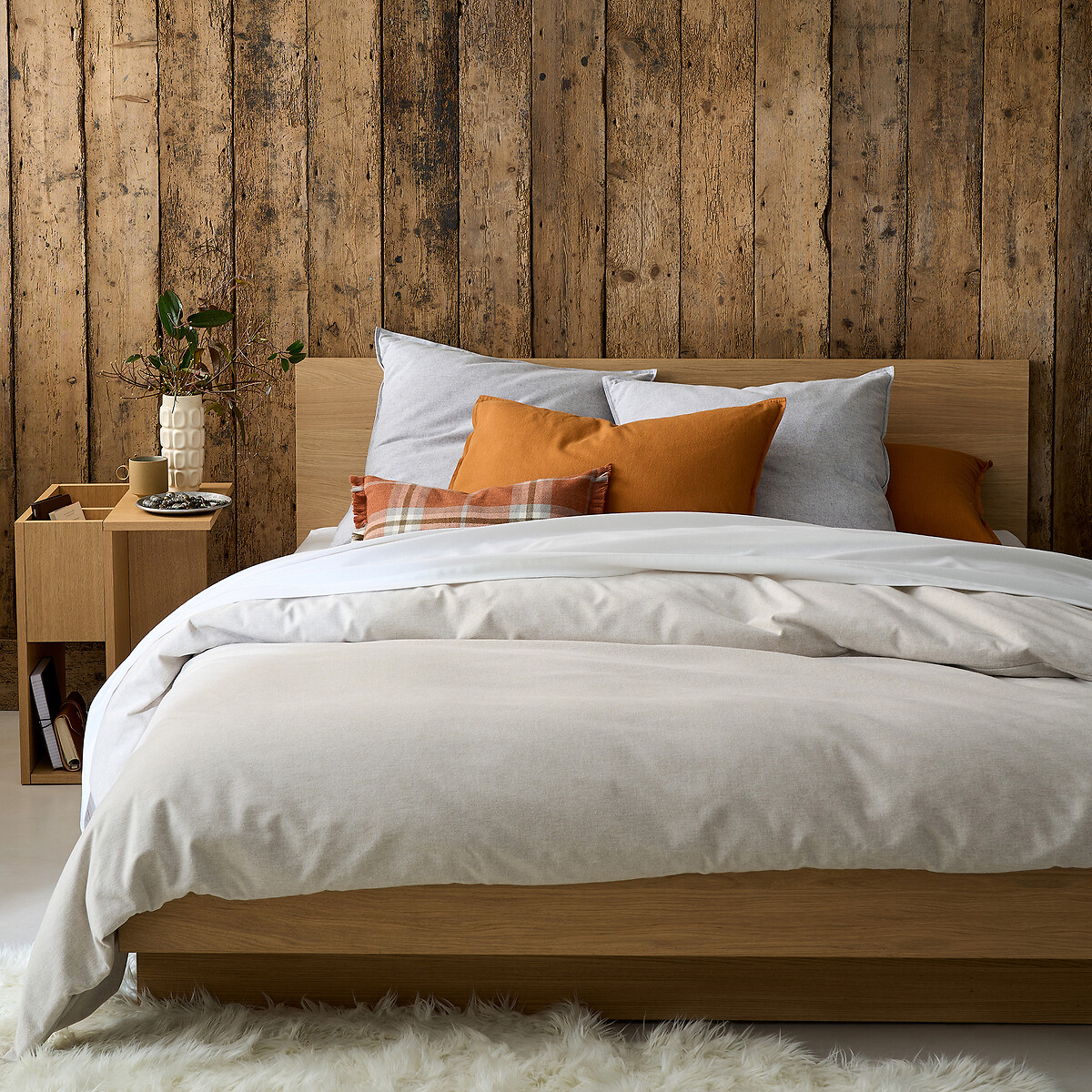 Housse de couette, en flanelle de coton chambray, Clara - Beige chiné - 135 x 200 cm - 6