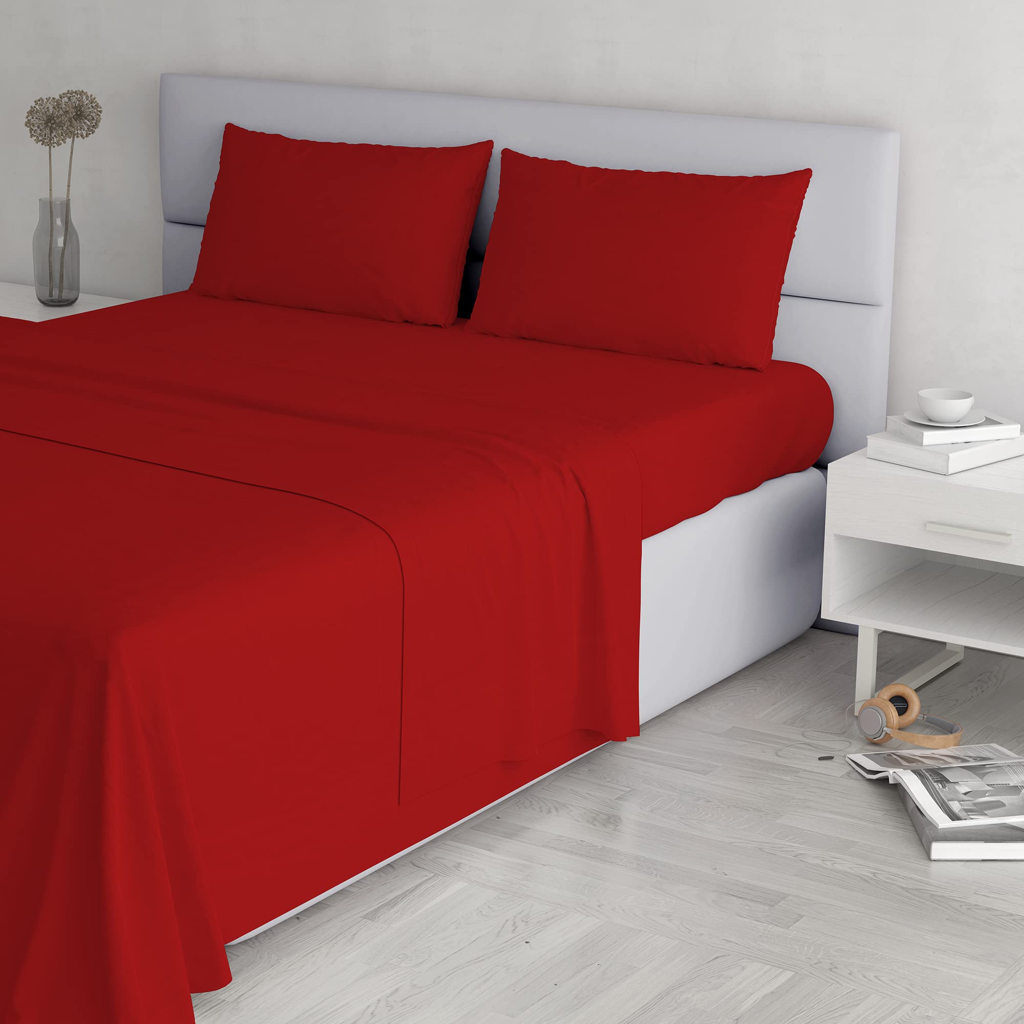 CUSHIONMANIA Set Lenzuola Matrimoniali E Kingsize Effetto 3D: Pesante 125 Gsm, Microfibra Spazzolata, Disegni Lupo, Tigre, Rosa (rosso/rosa)