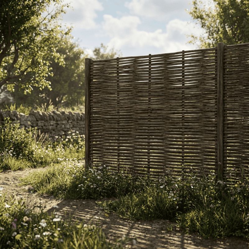 Clôture bois en noisetier - 100% Naturel - Sans Poteaux - Hauteur 120 X Largeur 180 cm - 2