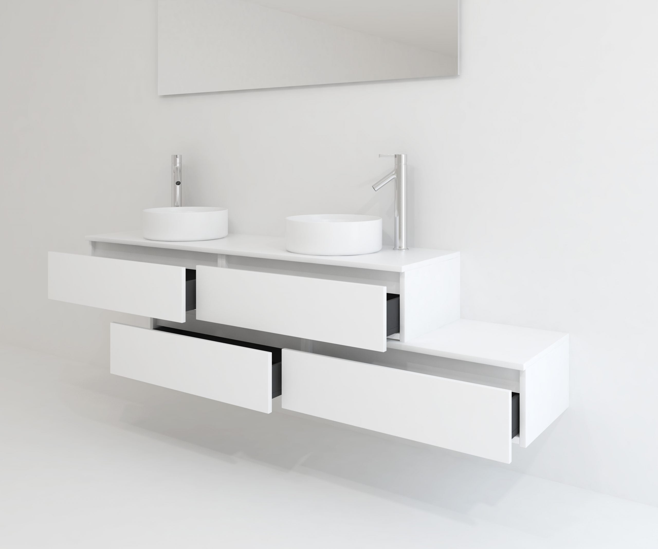 Ensemble de meubles de salle de bain Mapau TOURAINE blanc 160 cm + double vasque + miroir LED - 3