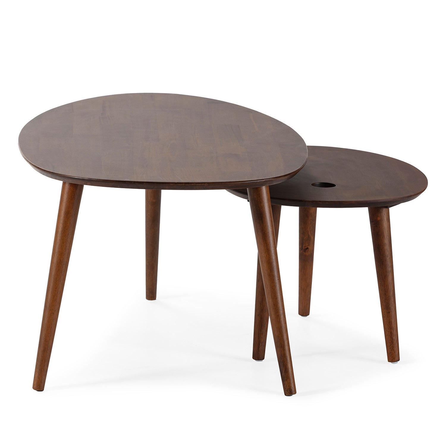 Set de 2 tables basses Eclipse couleur noyer, bois massif - 3