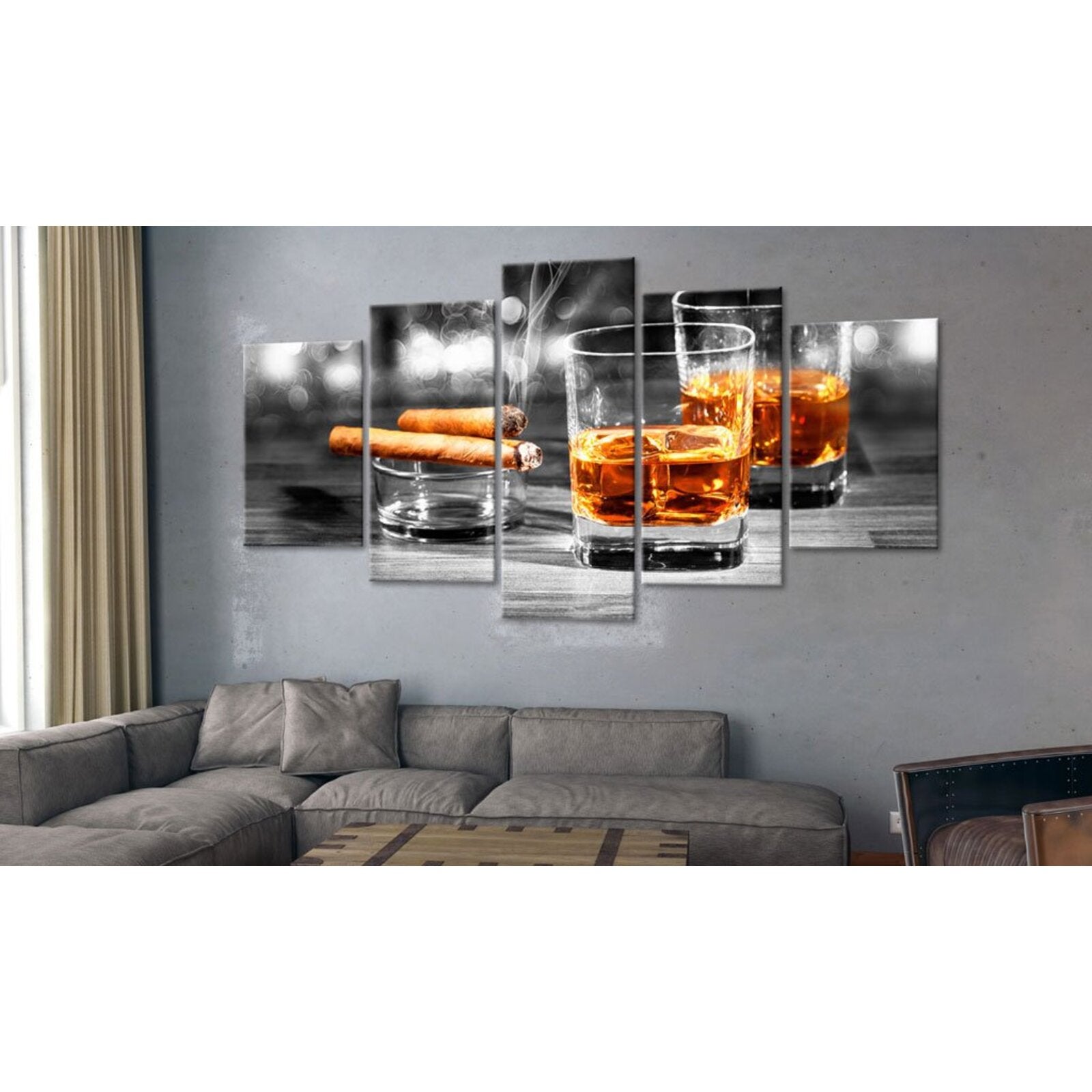 Tableau cigares et whisky - 100 x 50 cm - 2