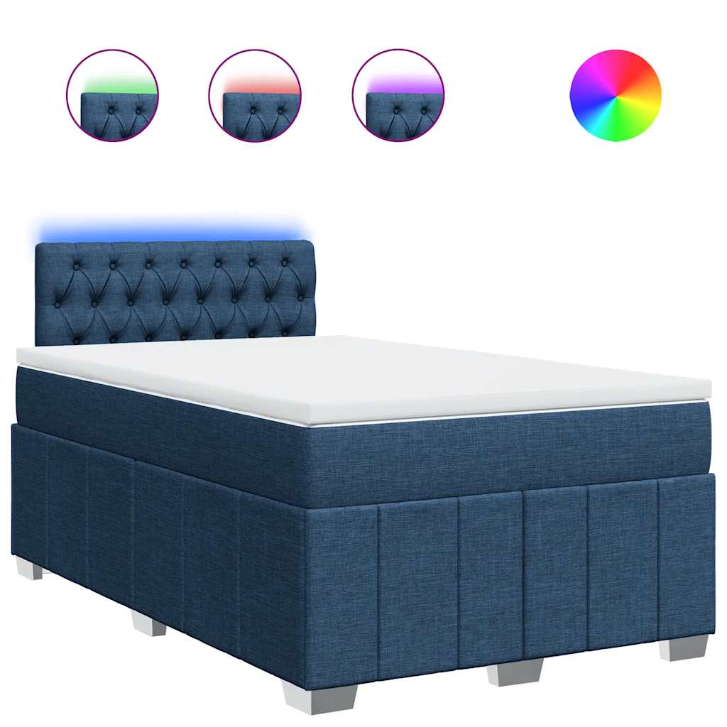 Maison Exclusive - Sommier à lattes de lit avec matelas Bleu 120x200 cm Tissu - 2