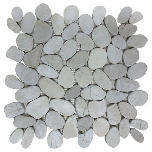 Mosaïque galet scié sol/mur en marbre gris clair - Vendu par filet de 30 x 30 cm - C-NEGOCE
