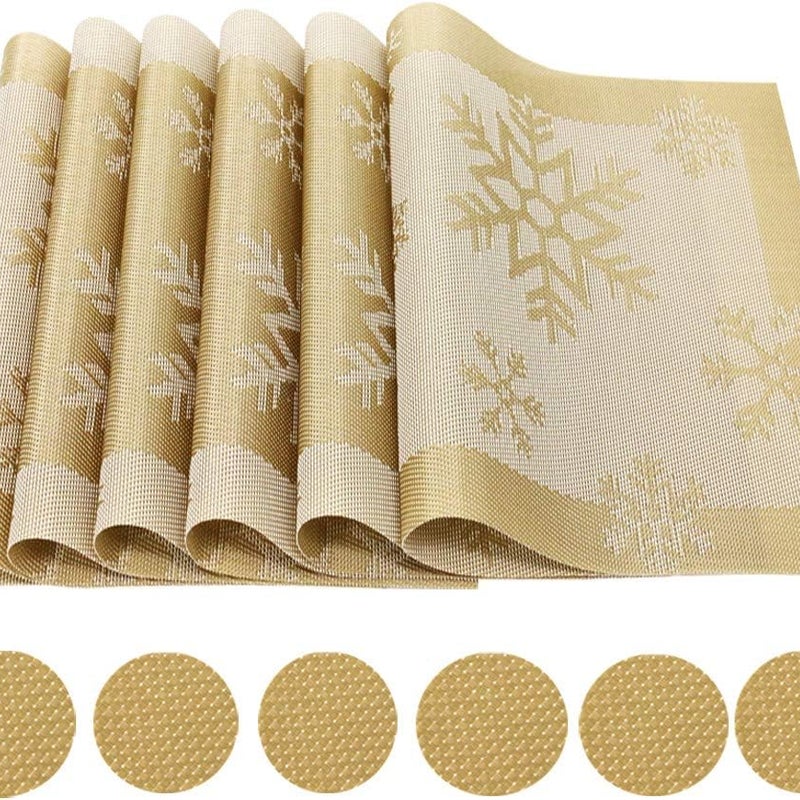 Zestaw 6 podkładek winylowych, obrus z antypoślizgowego PVC, zmywalny, do jadalni i spiżarni