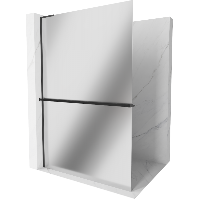 Mexen Kioto+ L ścianka prysznicowa z półką Walk-in 80 x 200 cm, lustro, czarna - 800-080-123-70-50