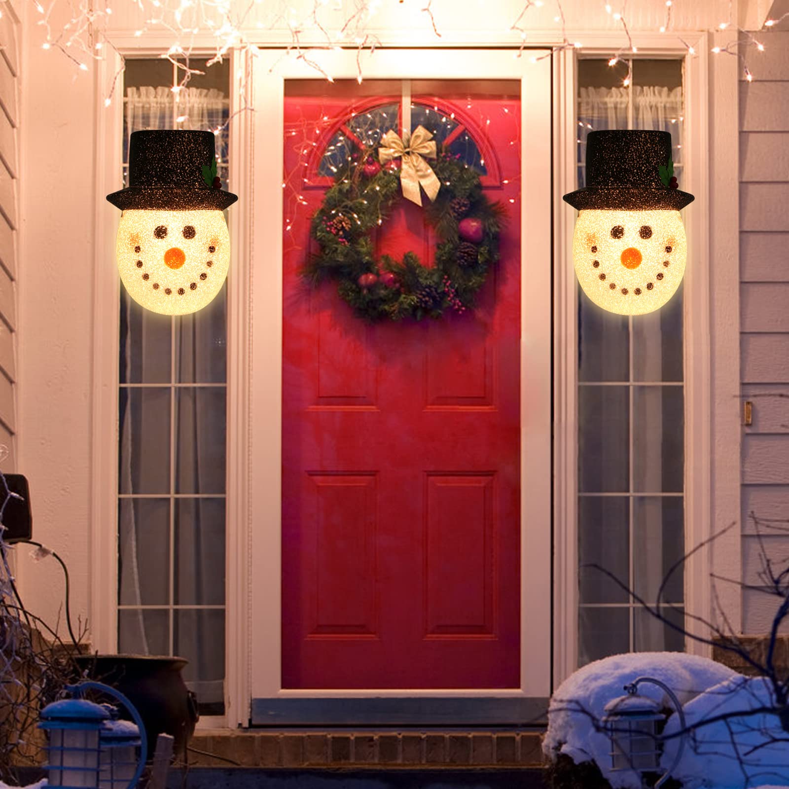 Couvertures de lumière de porche de bonhomme de neige de noël, couvertures de lumière de vacances de décoration extérieure pour de grands luminaires - 2