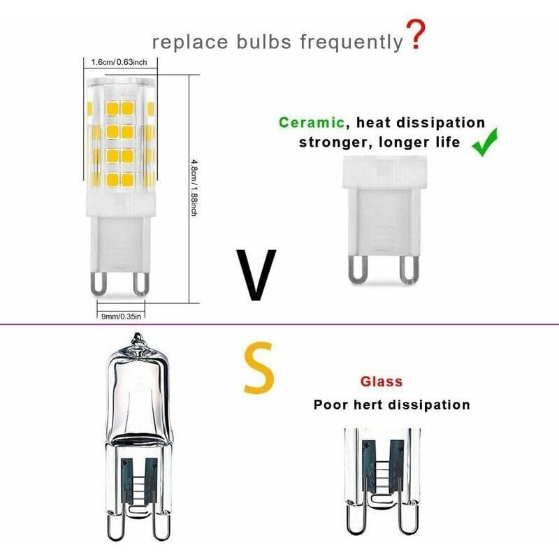Ampoule LED G9 5W, Equivalent 40W , Blanc Chaud 3000k, 220-240V, 360° angle de faisceau, 【Pack de 10】 - 2