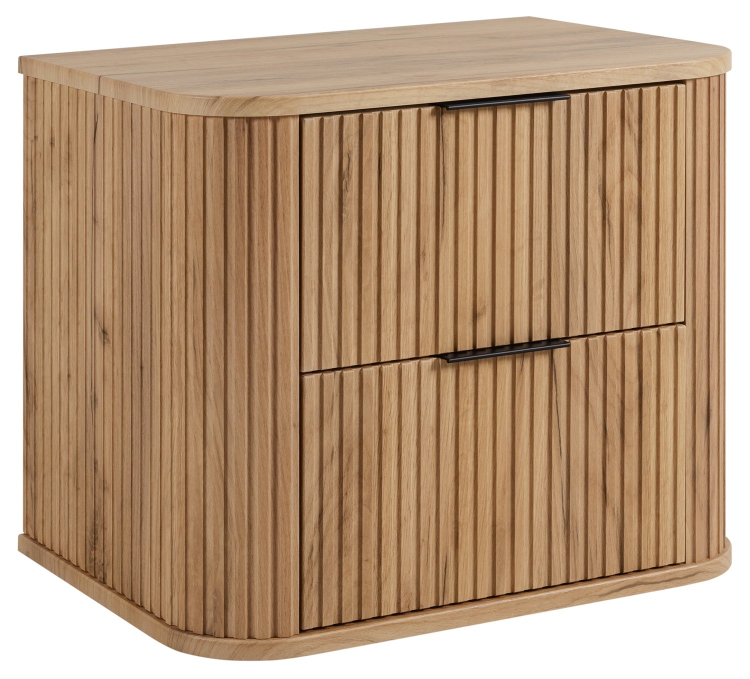 Szafka łazienkowa GLAMOUR 60 cm DĄB CRAFT wisząca ryflowana 2 szuflady SOFT CLOSE + 2 kolory uchwytów