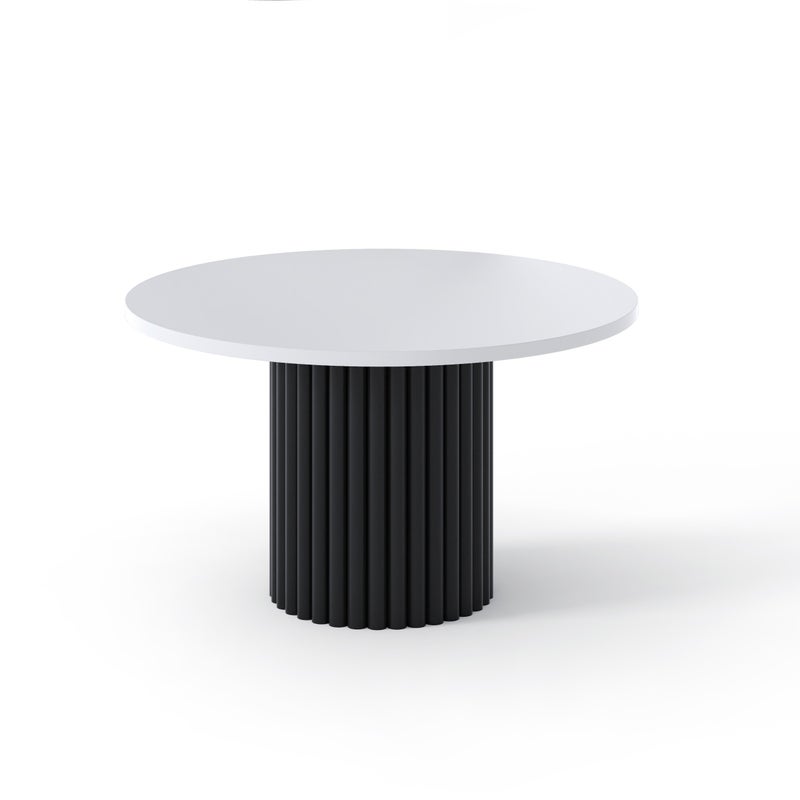 Elegancki Stolik VIRELO z Czarną Podstawą i Białym Blatem – Kontrastowy Styl i Nowoczesny Design