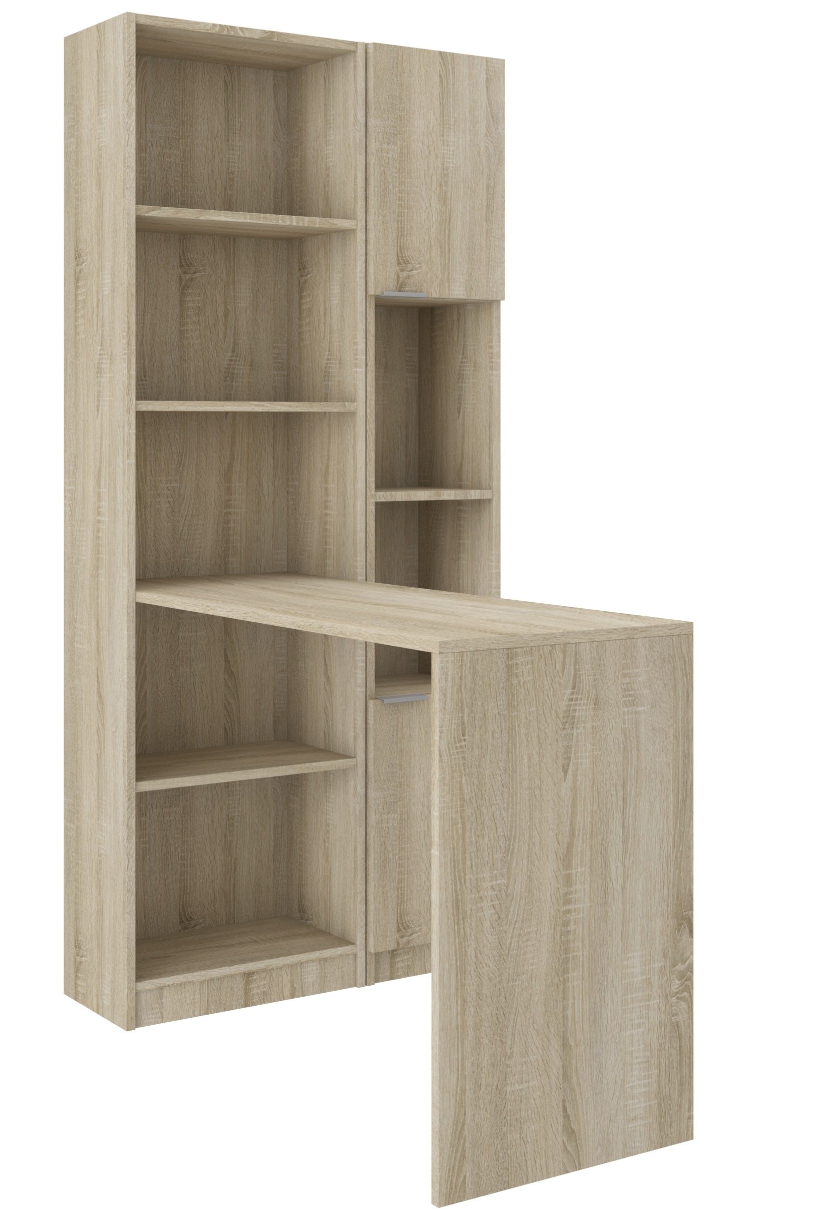 Bureau avec étagères et armoire de rangement bois clair Sonoma Polaz ...