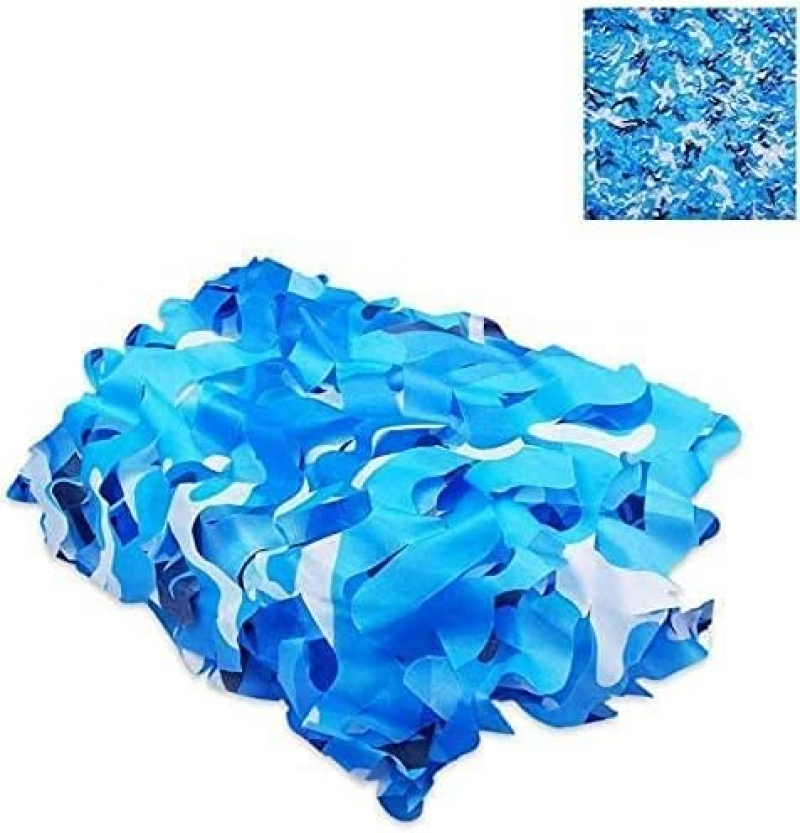 Voile d'ombrage rectangulaire, maille camouflage motif camouflage, 4x4m, bleu - 2