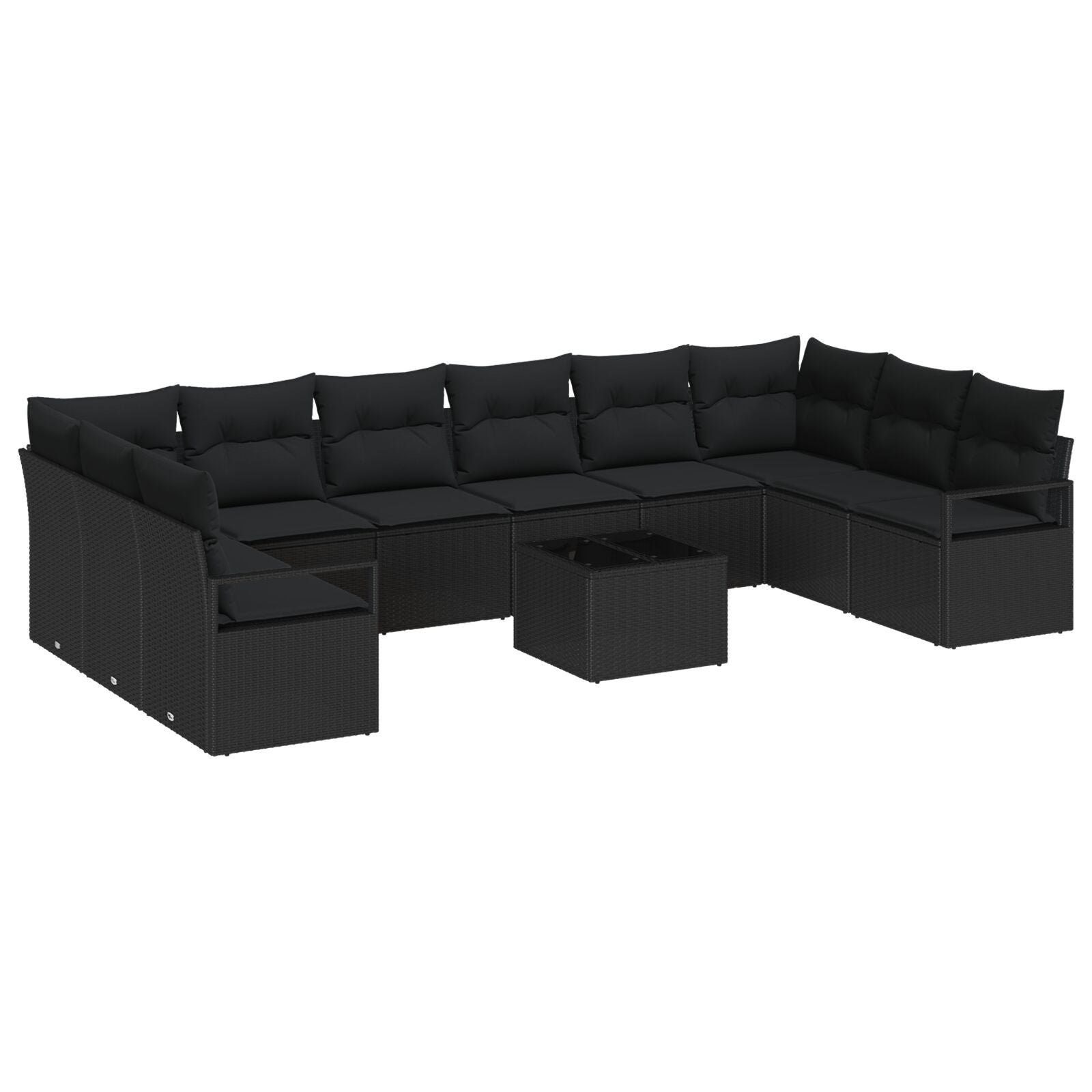 Zestaw Sof z poduszką 11 pcs Czarny polirattan vidaXL