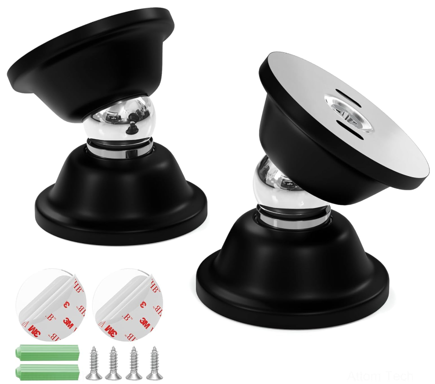 Zestaw 2 magnetycznych ograniczników drzwi zapewniających bezpieczne trzymanie i zatrzymywanie drzwi, łatwy montaż, dyskretna konstrukcja