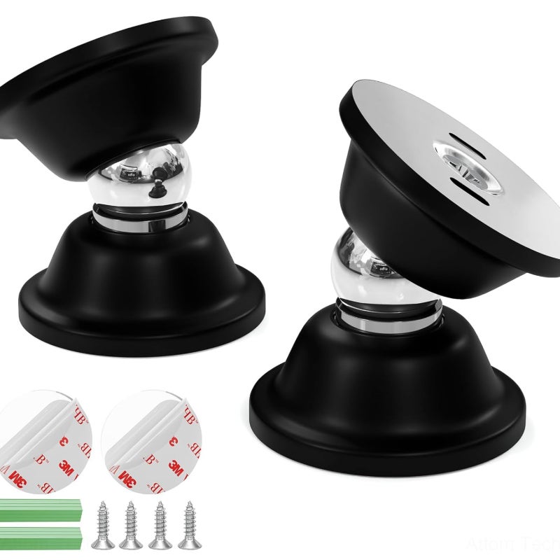 Zestaw 2 magnetycznych ograniczników drzwi zapewniających bezpieczne trzymanie i zatrzymywanie drzwi, łatwy montaż, dyskretna konstrukcja