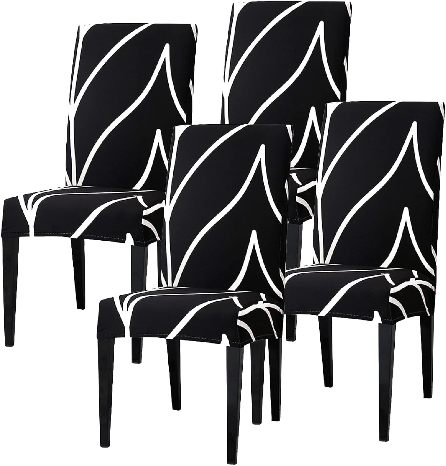 Zestaw 4 elastycznych pokrowców na krzesła do jadalni. Uniwersalny pokrowiec na krzesło. Antypoślizgowy pokrowiec na krzesło do domu, hotelu, restaura