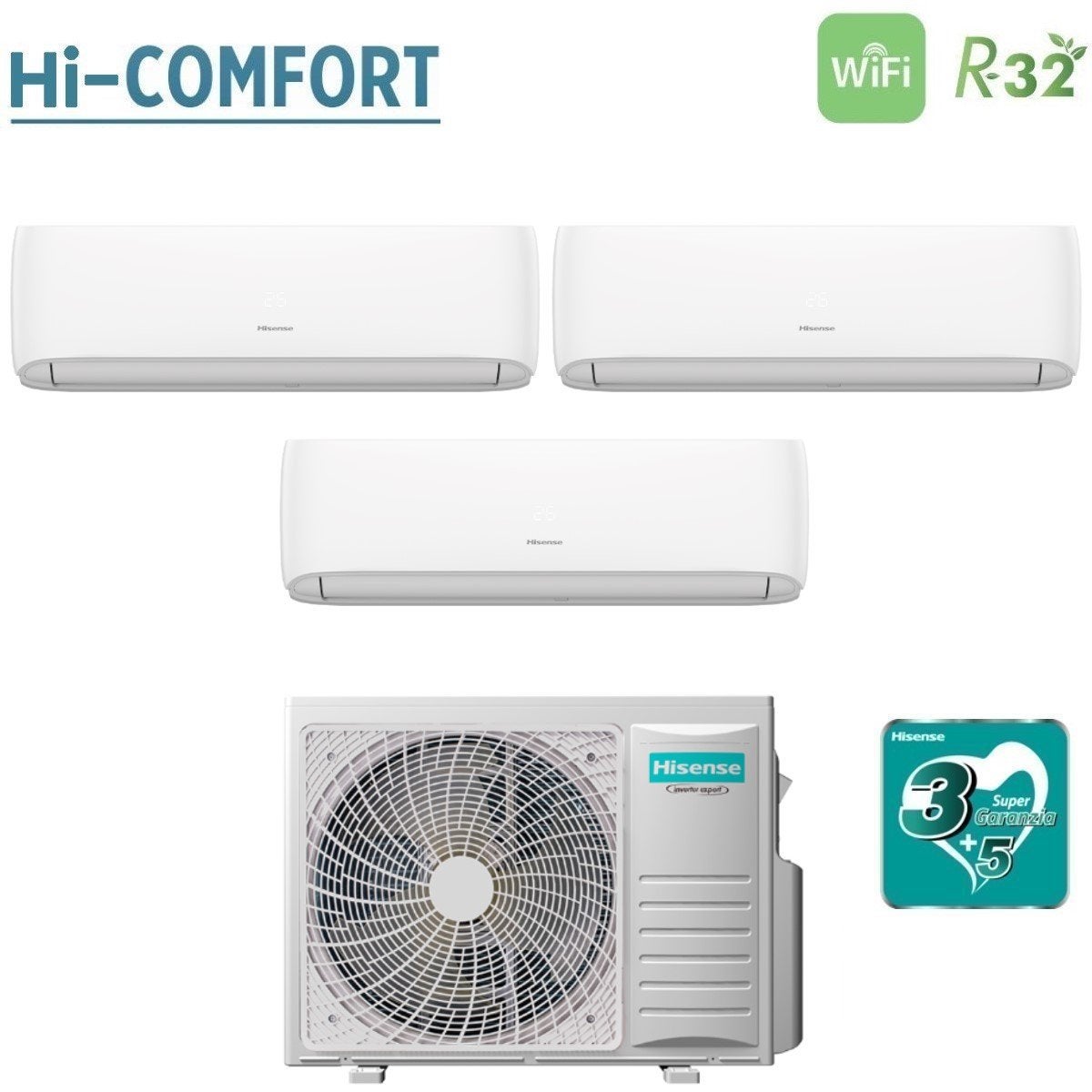 Climatizzatore Hisense Split Inverter 3 Unitá - 9000+9000+12000 BTU, Classe A++, Riscaldamento/Raffreddamento, 5 Anni Garanzia - Foto 8