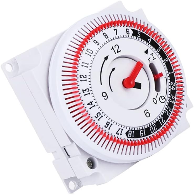 Timer 24h 220V/16A, Mechaniczny Wyłącznik Czasowy do Podgrzewacza Wody, Oświetlenia, Ogrzewania, Basenów i Urządzeń Elektrycznych, Montaż Ścienny