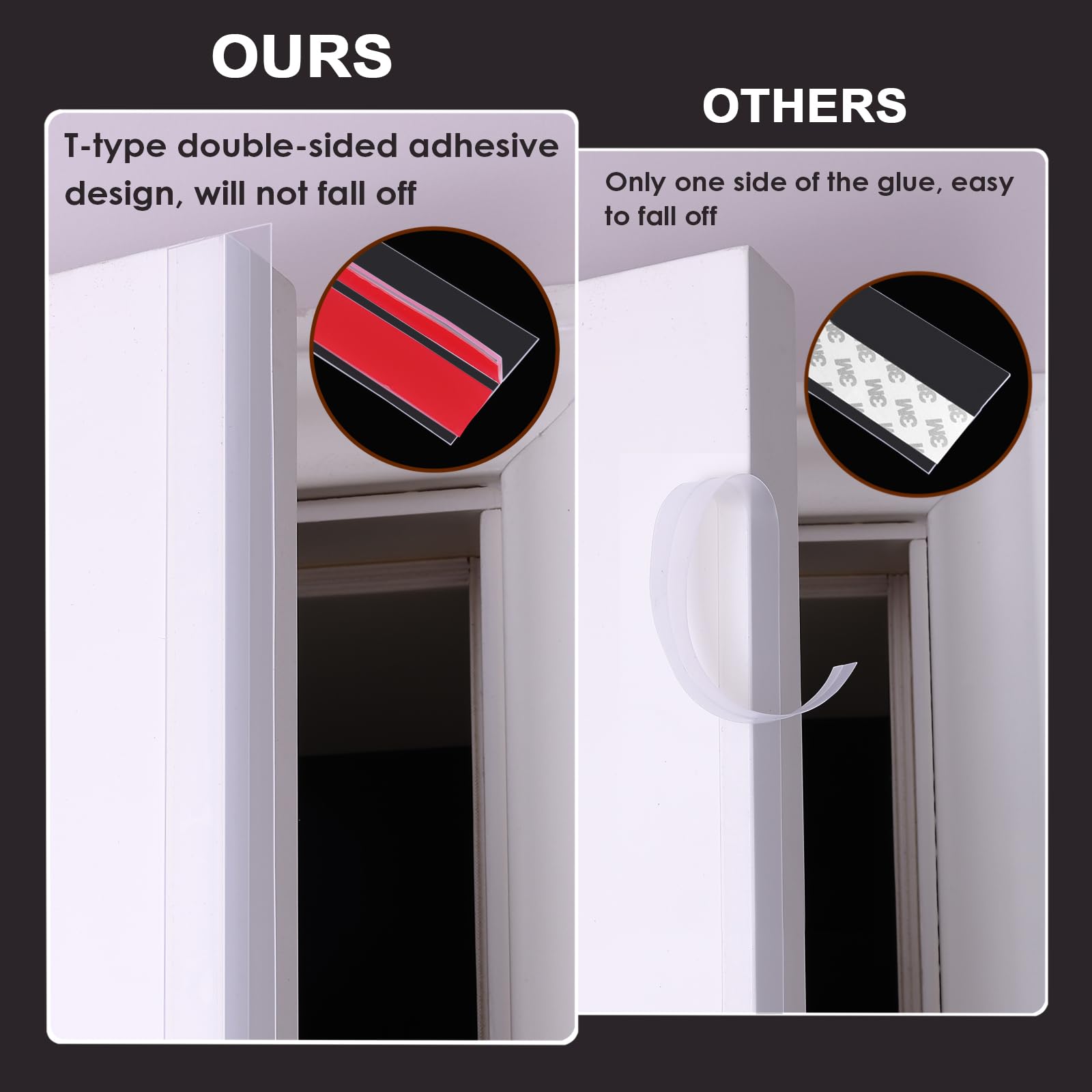 Burlete de silicona para puerta en forma de T de 3 m, cinta de sellado para burlete de puerta, cinta adhesiva - 5