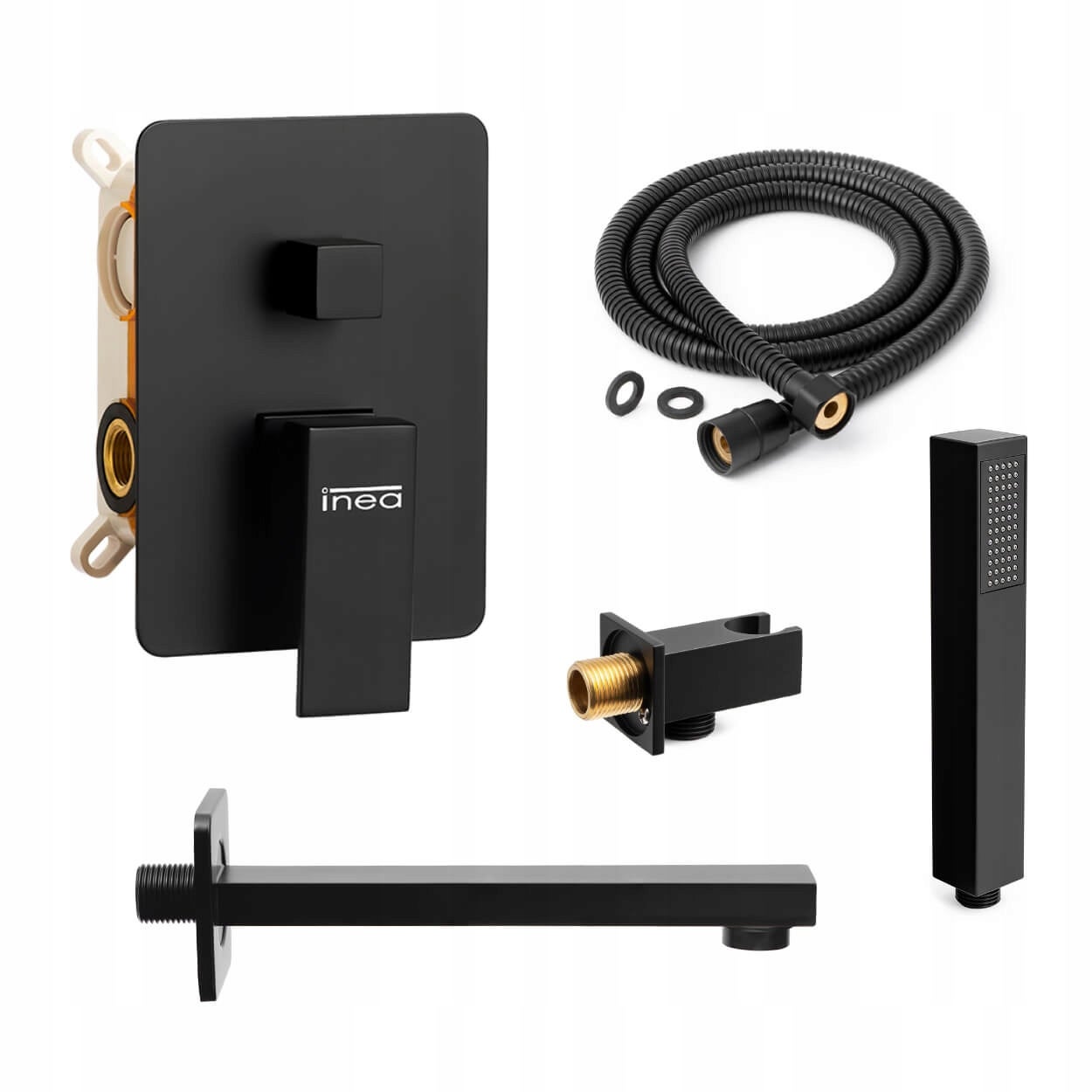 BATERIA WANNOWA PODTYNKOWA CZARNY MAT ZESTAW Z WYLEWKĄ DO WANNY Z KRANEM