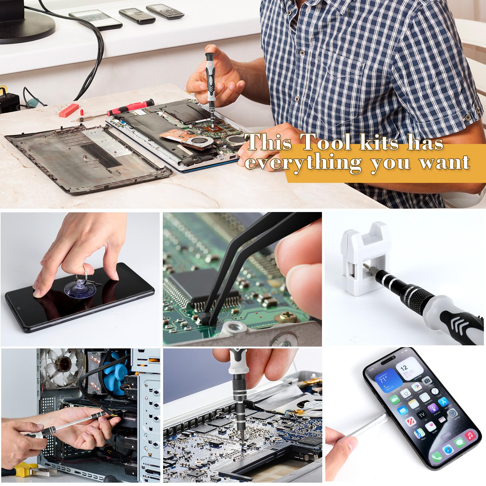 Romon Set Cacciaviti Precisione Magnetici, 122 In 1 Set Cacciaviti Set Cacciaviti Professionali, Kit Cacciavite Di Riparazione Portatile, Per Smartpho - 4