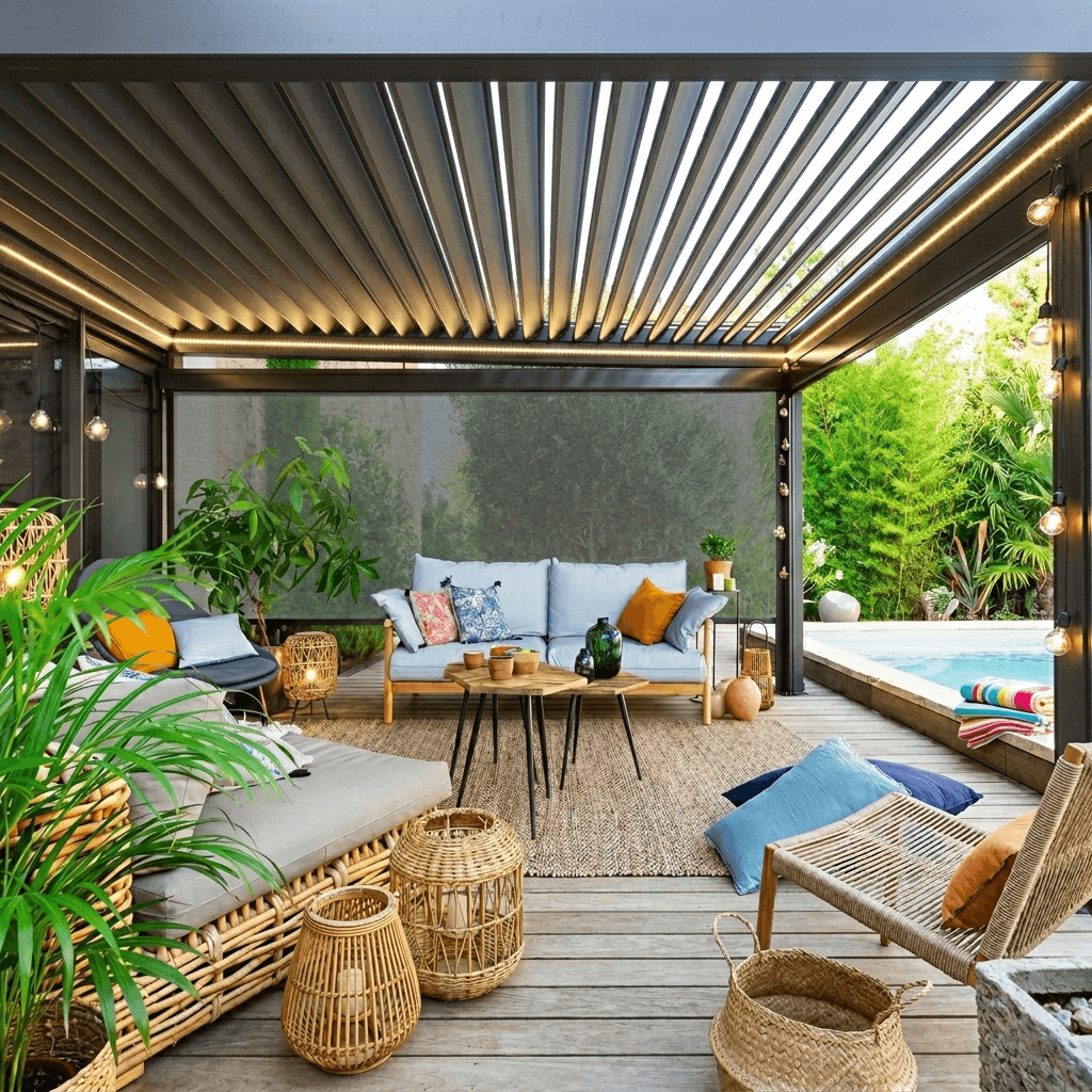 Store vertical ZIP 370 x 238 cm avec coffre intégral haute résistance au vent pour pergola ou installation seule - Anthracite - 8