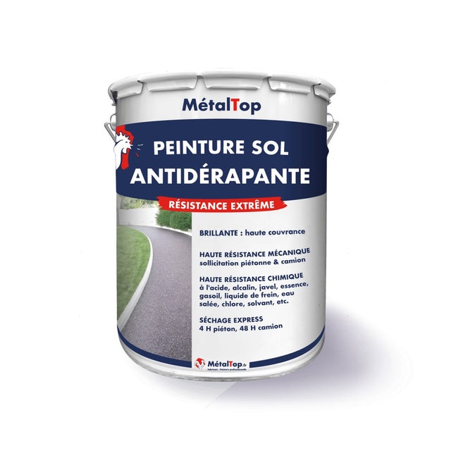 Peinture Antiderapante - Gris terre dombre - RAL 7022 - 5 L - Métaltop