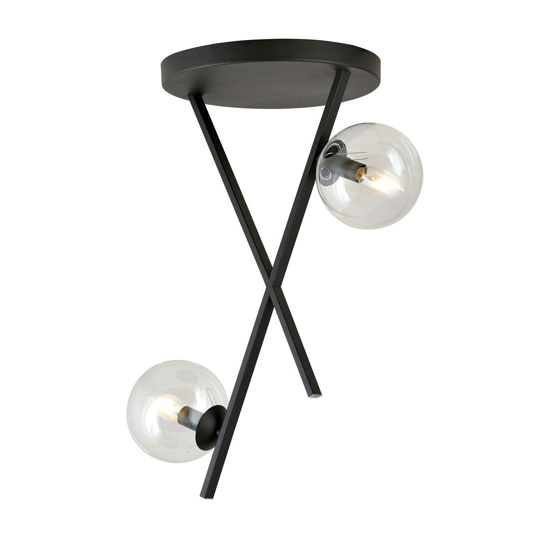 Lampa sufitowa River czarno-przezroczysta 2xE14x10W wym: 60 x 30 x 30 cm szkło Emibig
